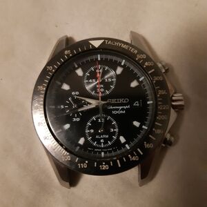 Seiko Black Chronograph with Silver Accents